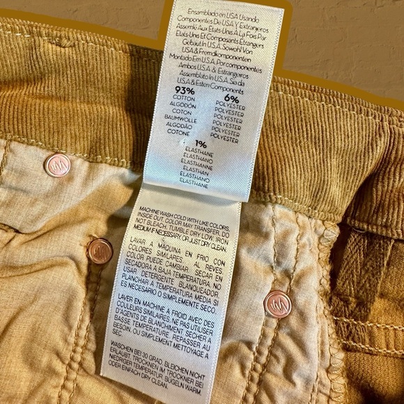 MOTHER Denim ‘High Waisted Looker Ankle Chew’ Corduroy Pant in “Okra” Size 24 - Picture 12 of 16